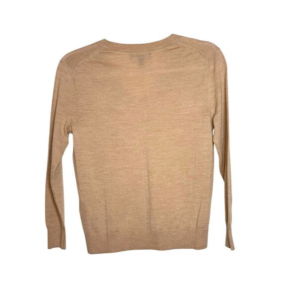 Banana Republic 100% Merino Wool Long Sleeve Sweater Women XXS Tan V Neck - Picture 2 of 5